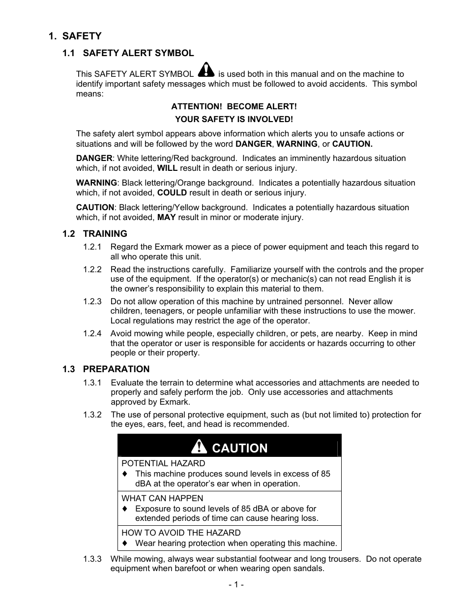 Caution | Exmark Mhp3615kac User Manual | Page 6 / 40