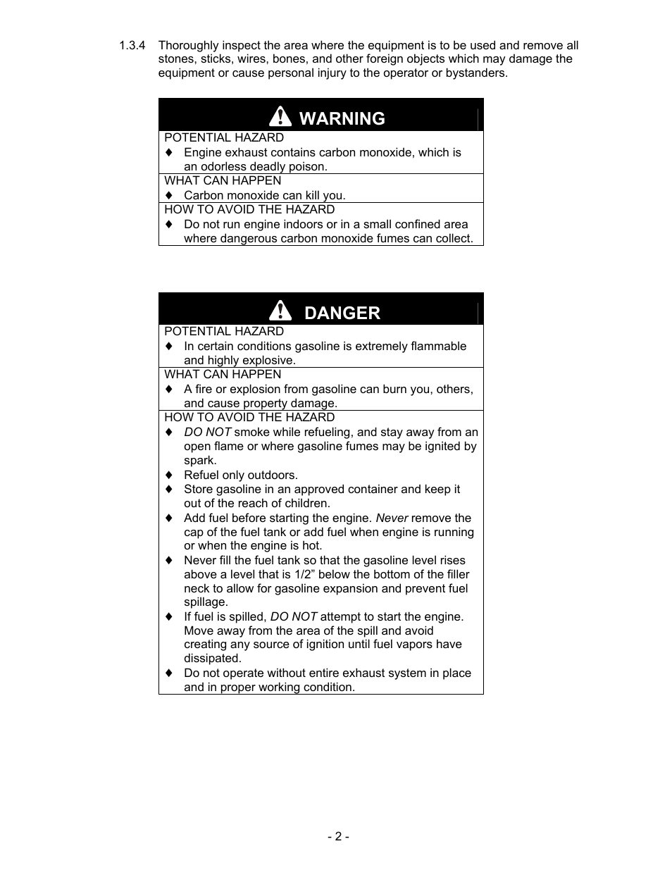 Warning, Danger | Exmark Mhp3615kac User Manual | Page 7 / 40