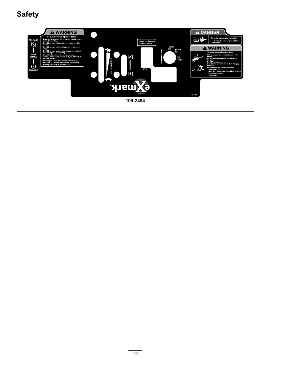 Safety | Exmark Phazer PHZ19KA343 User Manual | Page 12 / 40