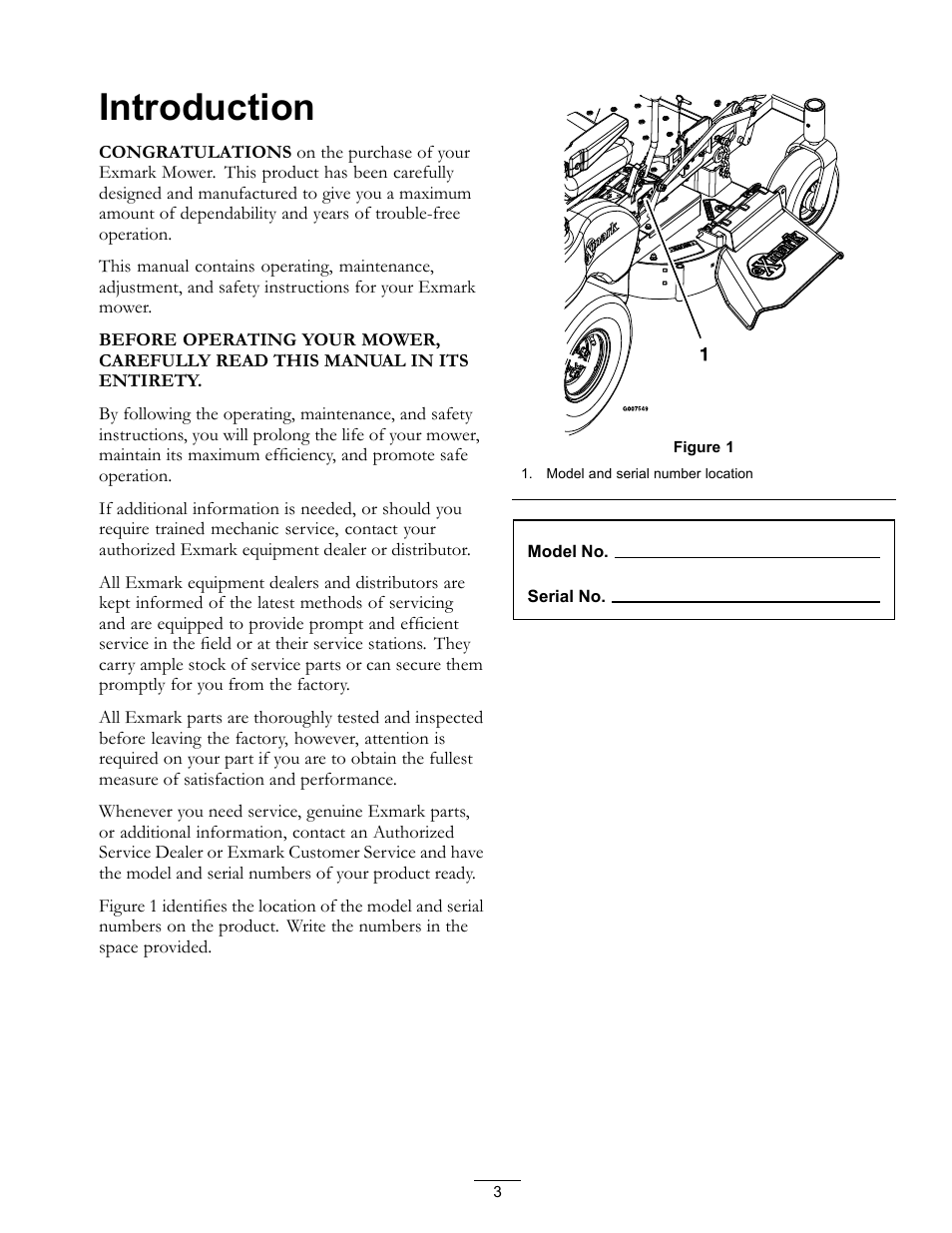 Introduction | Exmark Phazer PHZ19KA343 User Manual | Page 3 / 40