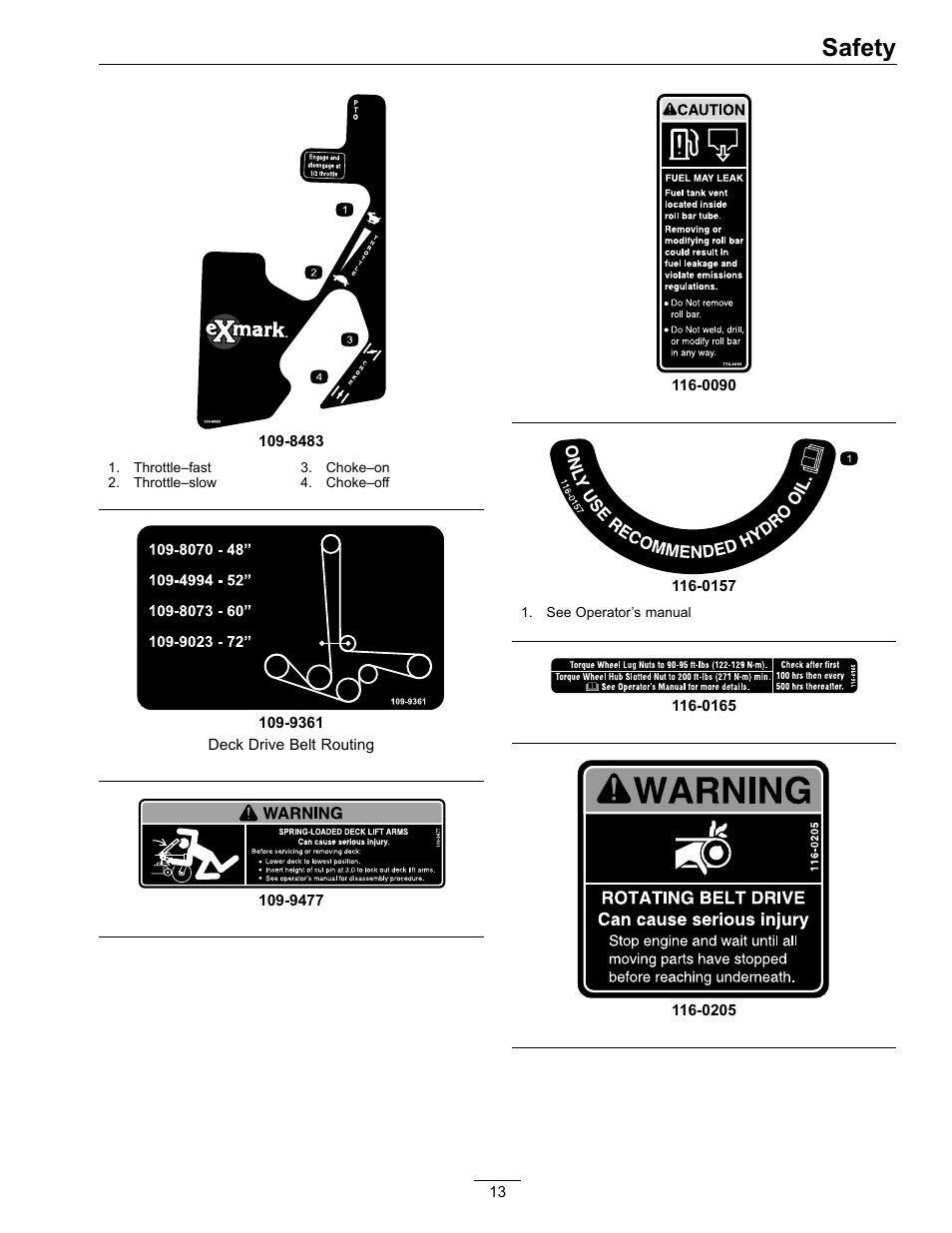 Safety | Exmark Lazer Z Mower 4500-507 User Manual | Page 13 / 56