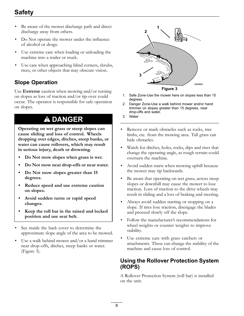 Danger, Safety | Exmark Lazer Z Mower 4500-507 User Manual | Page 8 / 56