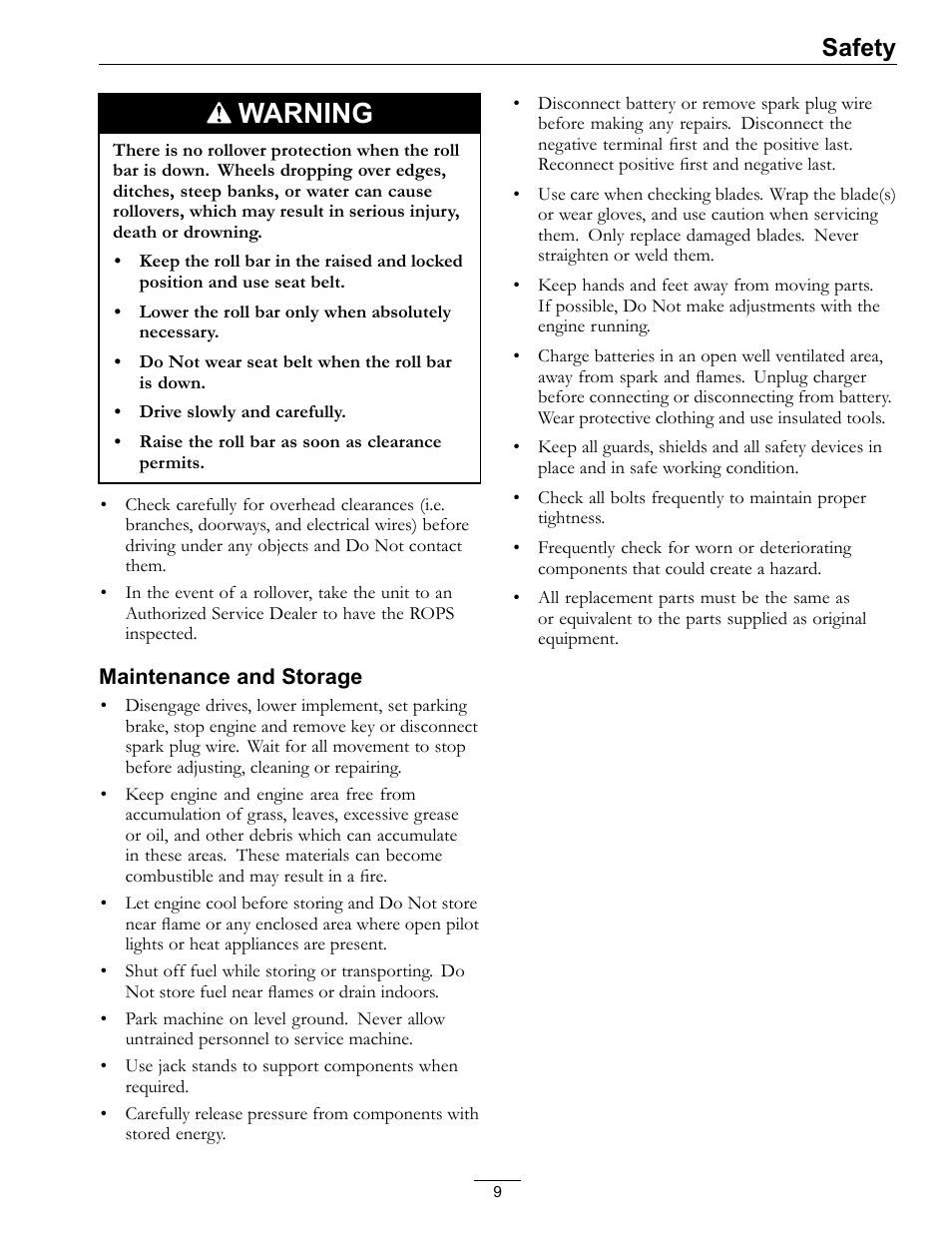 Warning, Safety | Exmark Lazer Z Mower 4500-507 User Manual | Page 9 / 56
