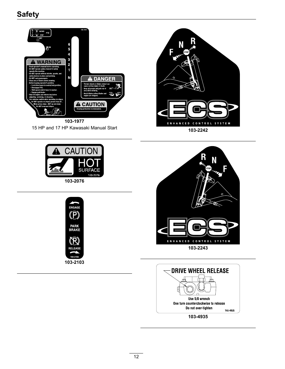 Safety | Exmark Turf Tracer HP 4500-358 User Manual | Page 12 / 48