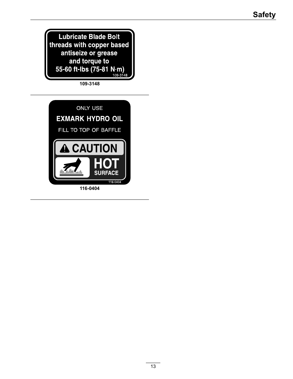 Safety | Exmark Turf Tracer HP 4500-358 User Manual | Page 13 / 48