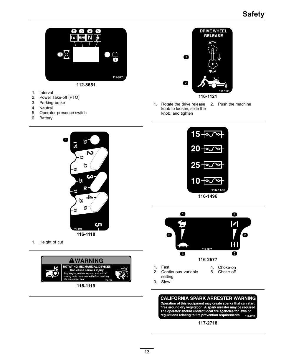 Safety | Exmark Quest SP Models 850 User Manual | Page 13 / 52