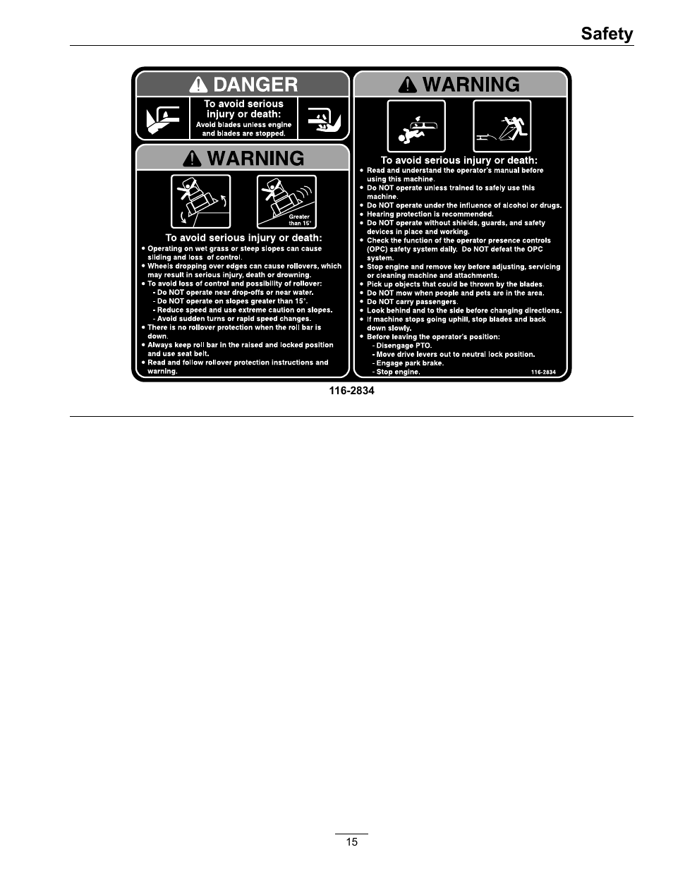 Safety | Exmark Quest SP Models 850 User Manual | Page 15 / 52