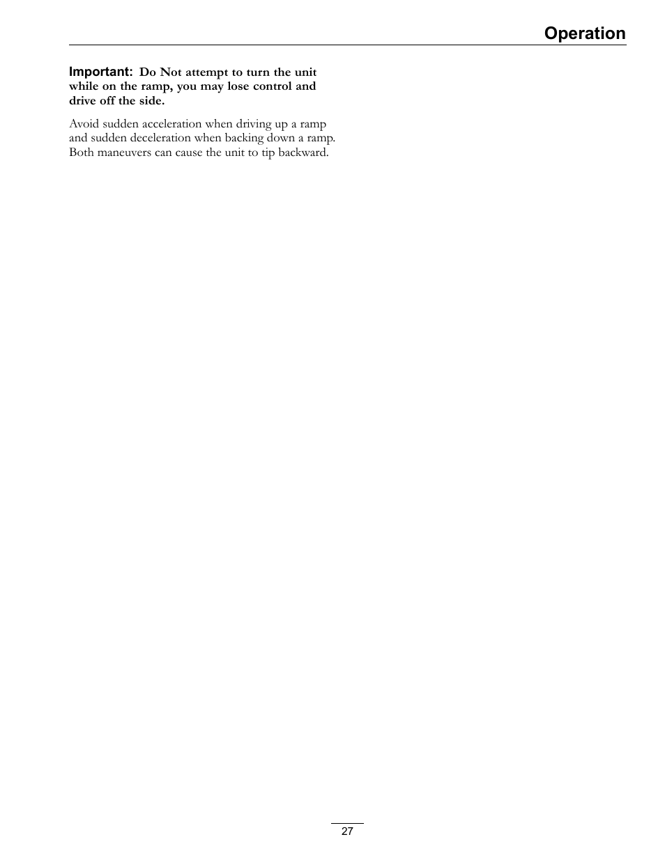 Operation | Exmark Quest SP Models 850 User Manual | Page 27 / 52