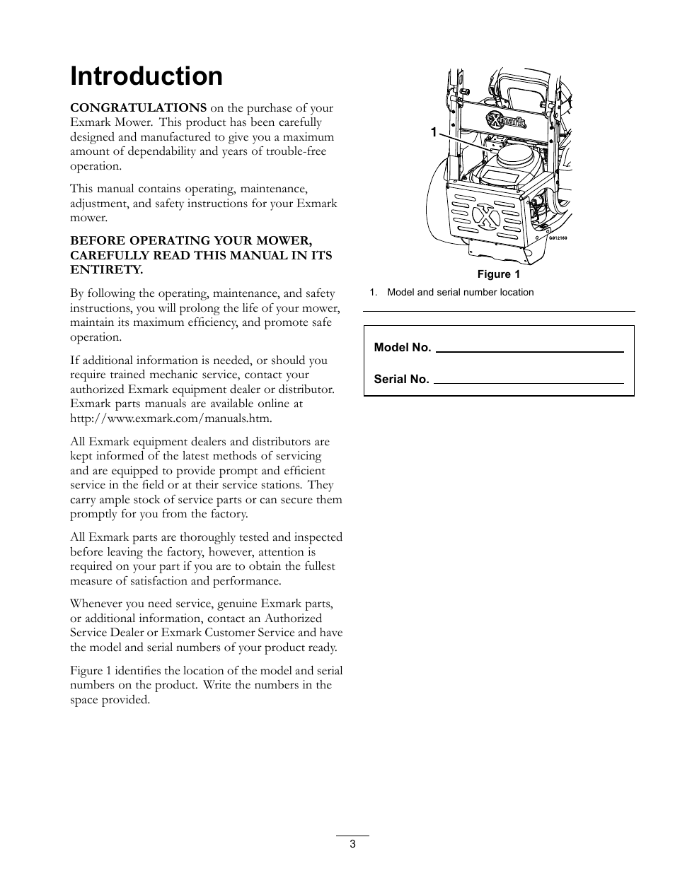 Introduction | Exmark Quest SP Models 850 User Manual | Page 3 / 52