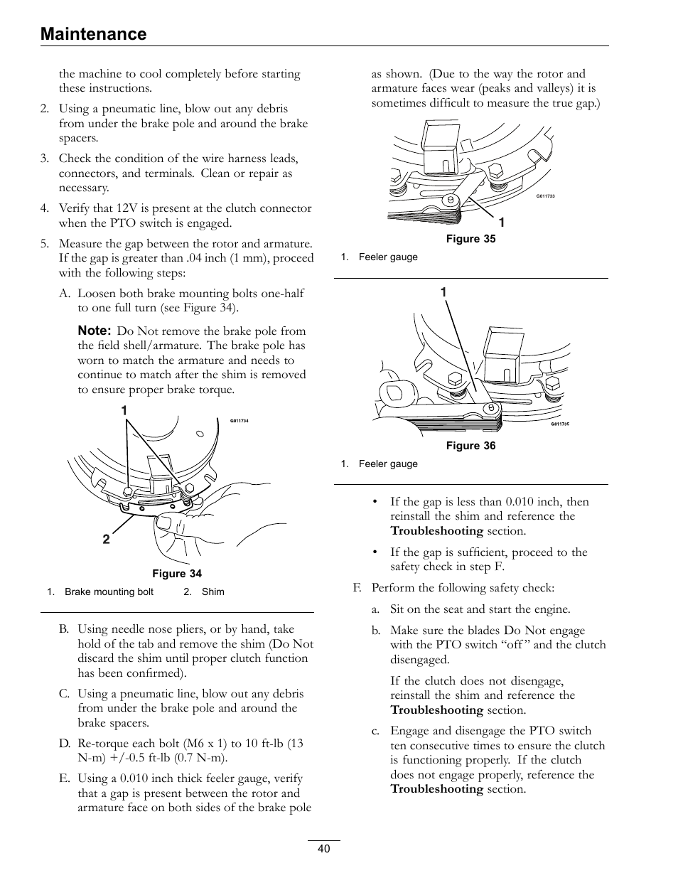 Maintenance | Exmark Quest SP Models 850 User Manual | Page 40 / 52