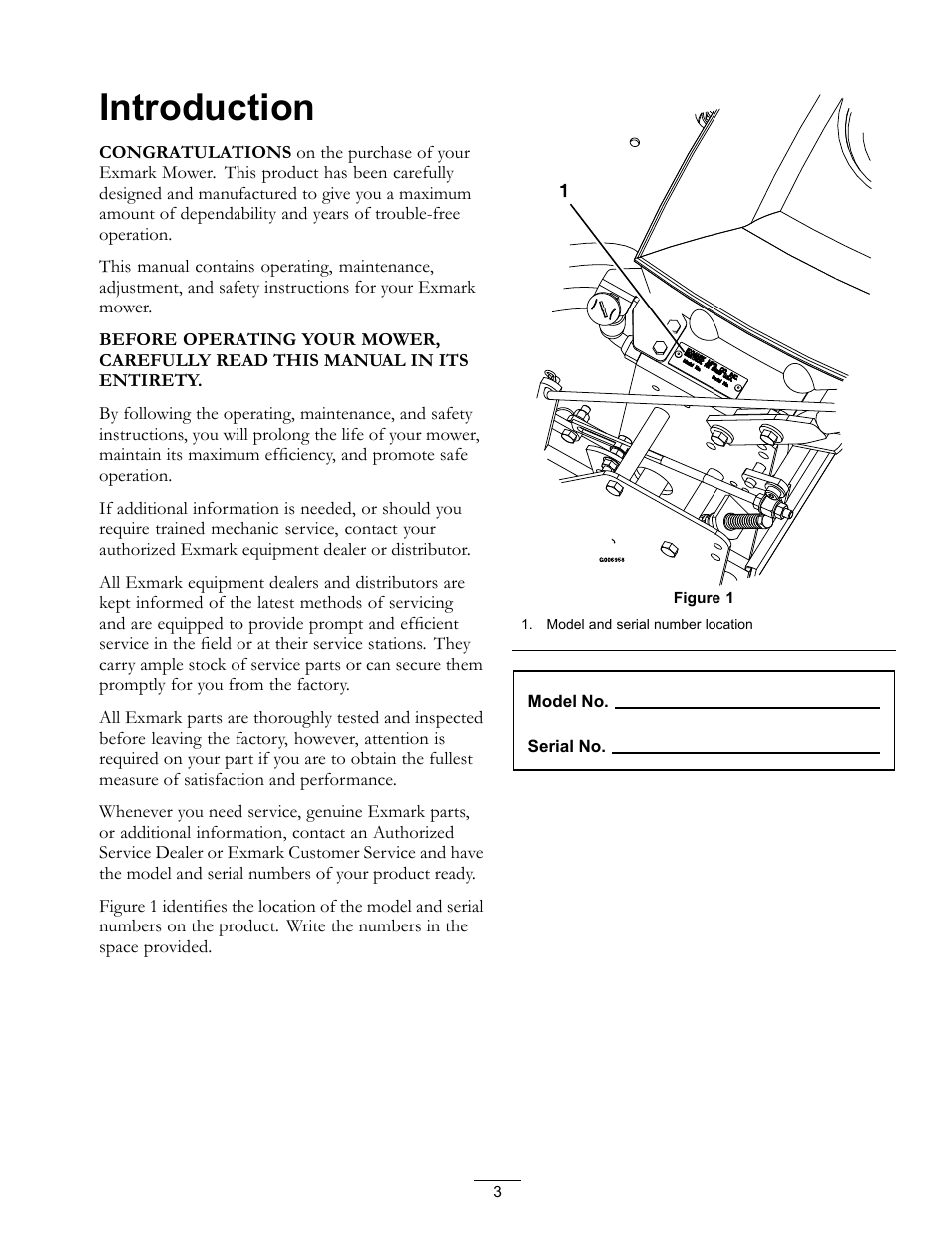 Introduction | Exmark Vikingtm Hydro 4500-355 User Manual | Page 3 / 44