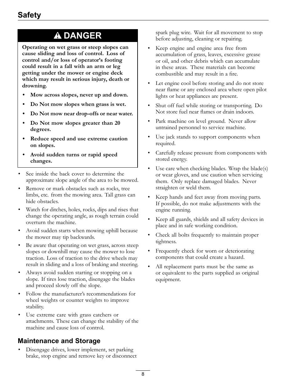 Danger, Safety | Exmark Vikingtm Hydro 4500-355 User Manual | Page 8 / 44