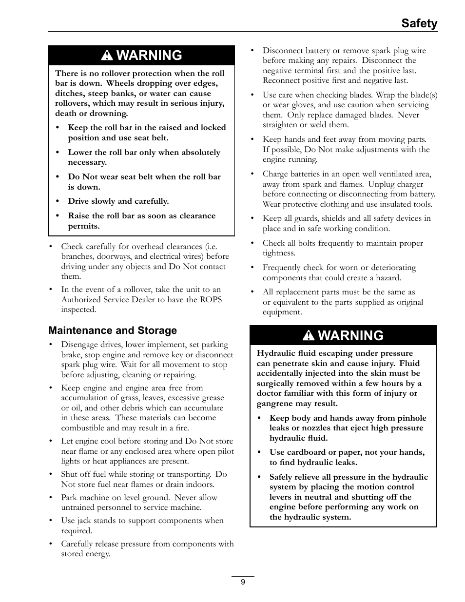 Warning, Safety | Exmark LAZER Z 4500-471 User Manual | Page 9 / 56