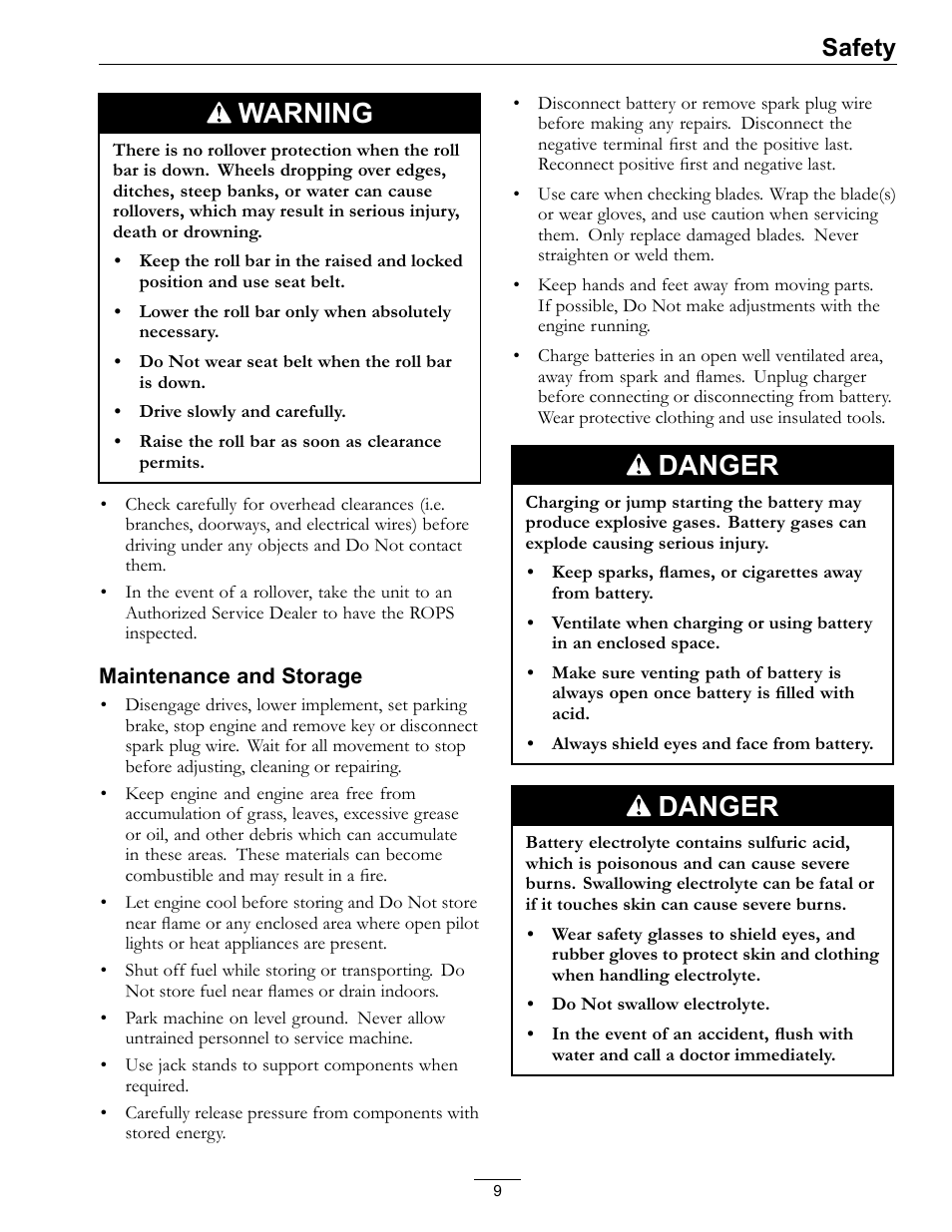 Warning, Danger, Safety | Exmark Lazer Z Advantage Series X User Manual | Page 9 / 64