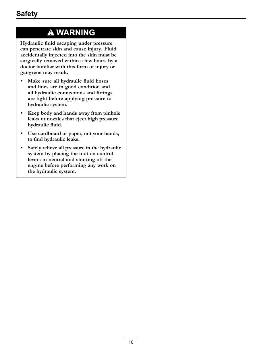 Warning, Safety | Exmark Frontrunner 4500-497 User Manual | Page 10 / 52