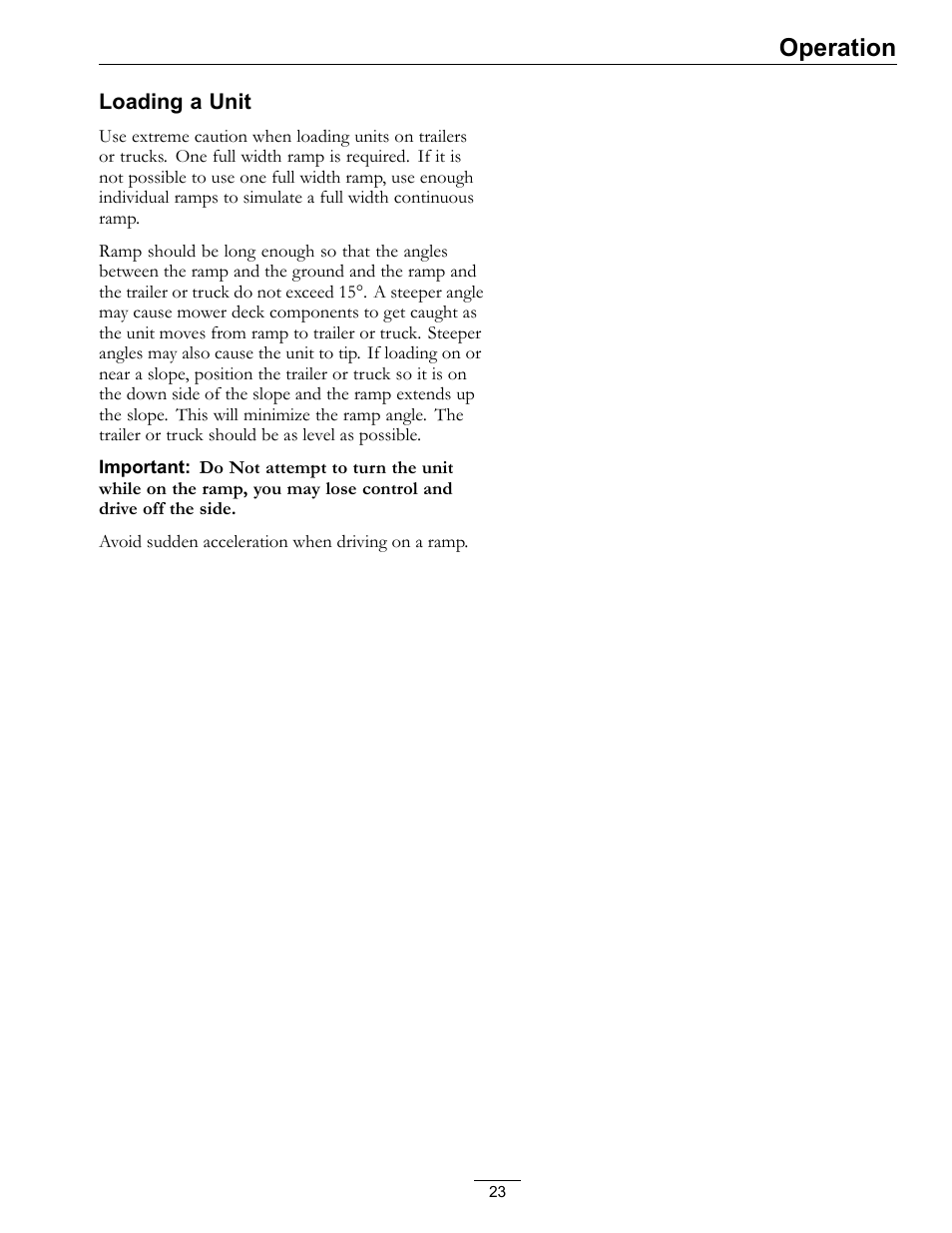 Operation | Exmark Frontrunner 4500-497 User Manual | Page 23 / 52