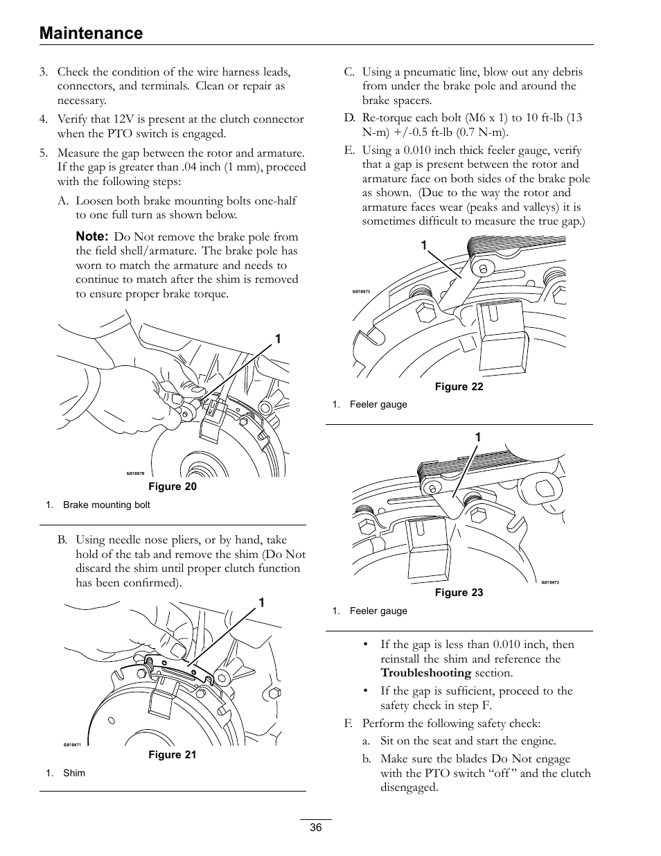 Maintenance | Exmark Frontrunner 4500-497 User Manual | Page 36 / 52