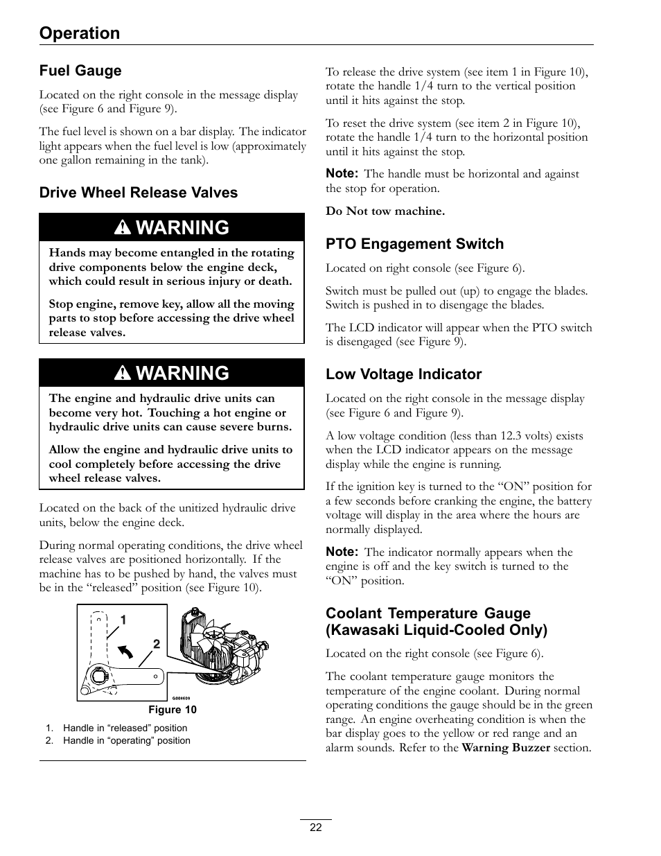 Warning, Operation | Exmark lazer Z 790 User Manual | Page 22 / 60