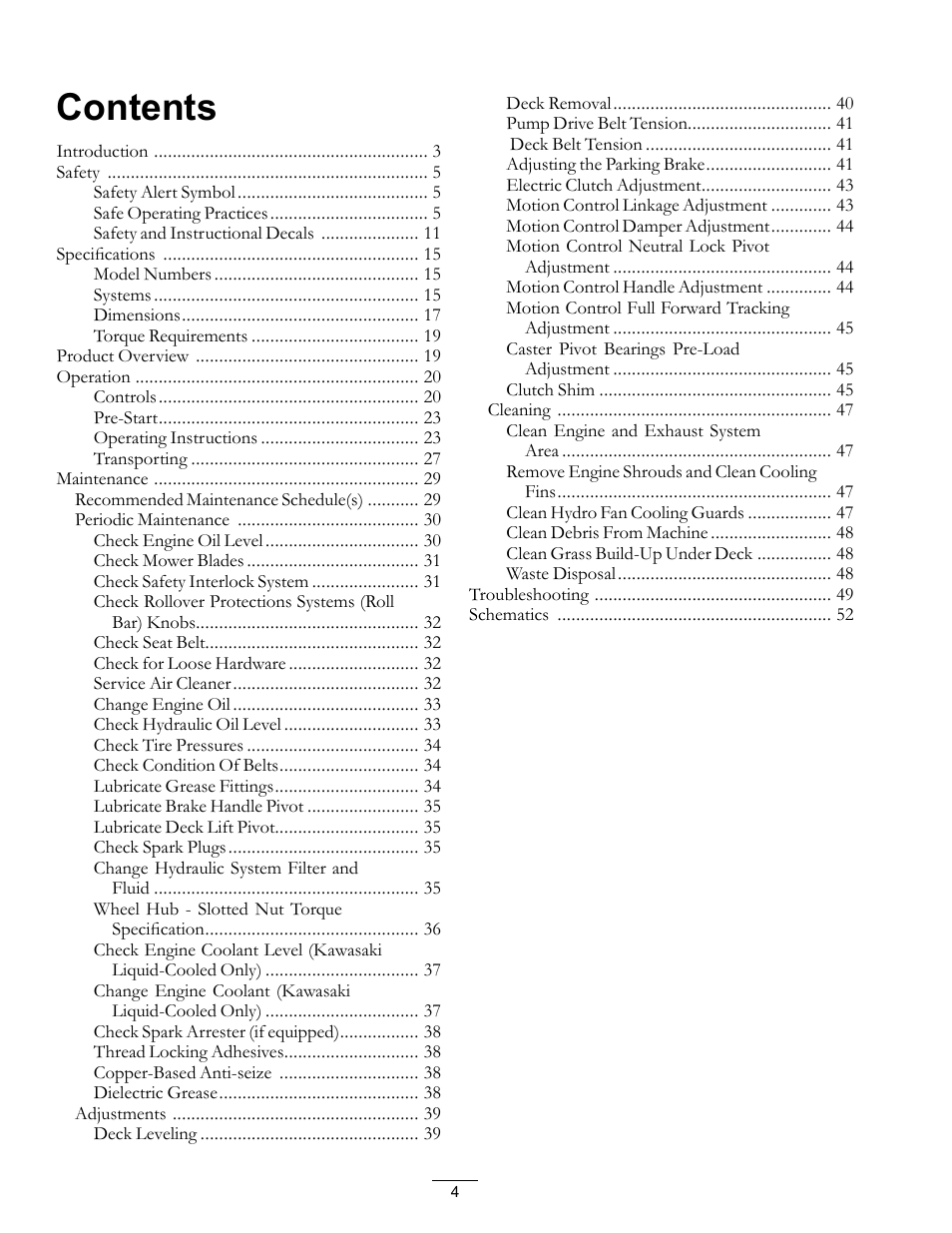 Exmark lazer Z 790 User Manual | Page 4 / 60