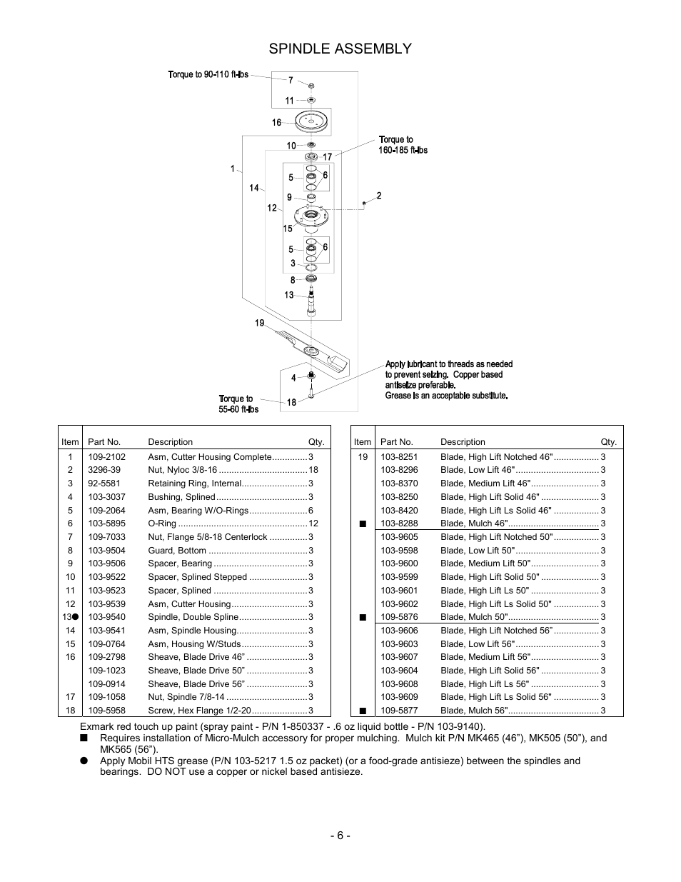 Spindle assembly | Exmark Lazer Z HP 505 User Manual | Page 7 / 28