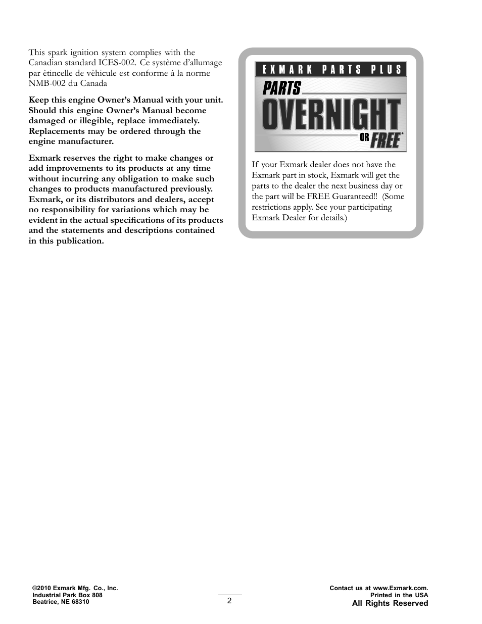 Exmark Turf Tracer x-series LP FMD524 User Manual | Page 2 / 48