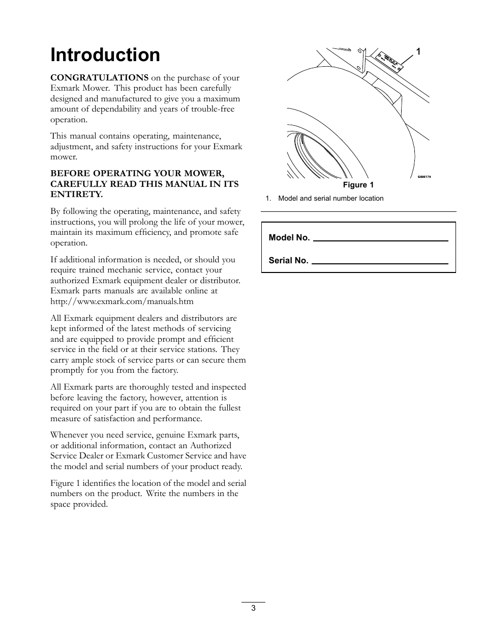 Introduction | Exmark Turf Tracer x-series LP FMD524 User Manual | Page 3 / 48