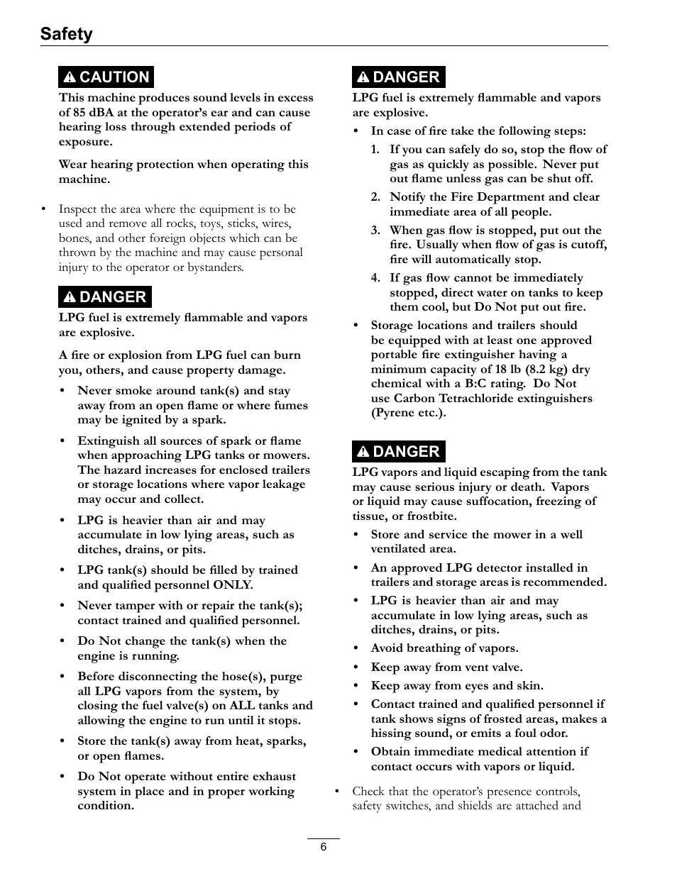 Safety | Exmark Turf Tracer x-series LP FMD524 User Manual | Page 6 / 48