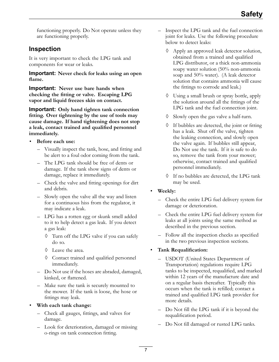 Safety | Exmark Turf Tracer x-series LP FMD524 User Manual | Page 7 / 48