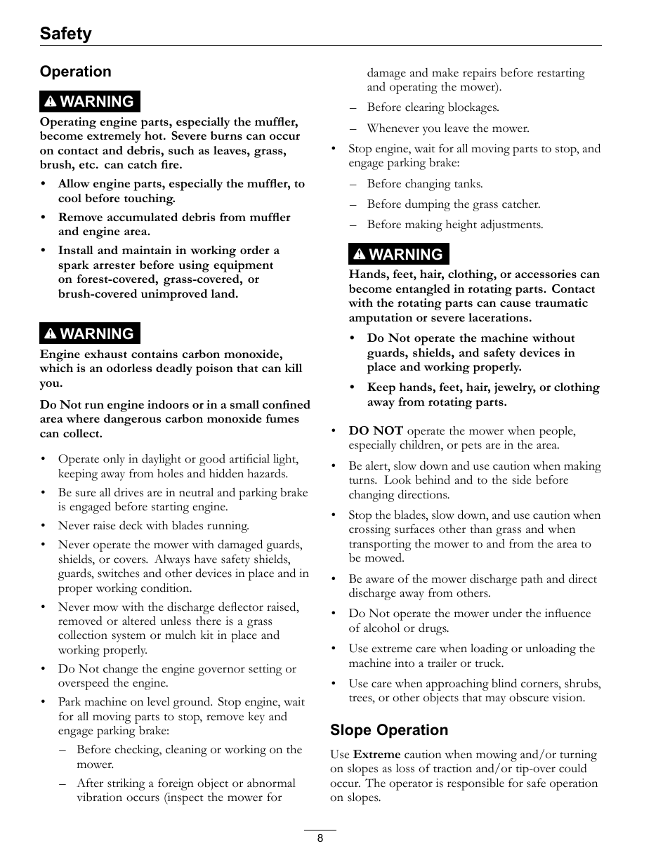 Safety | Exmark Turf Tracer x-series LP FMD524 User Manual | Page 8 / 48