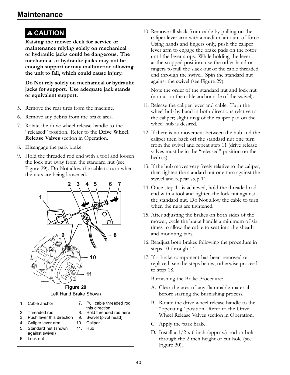 Maintenance, Caution | Exmark Lazer Z 4500-872 User Manual | Page 40 / 56