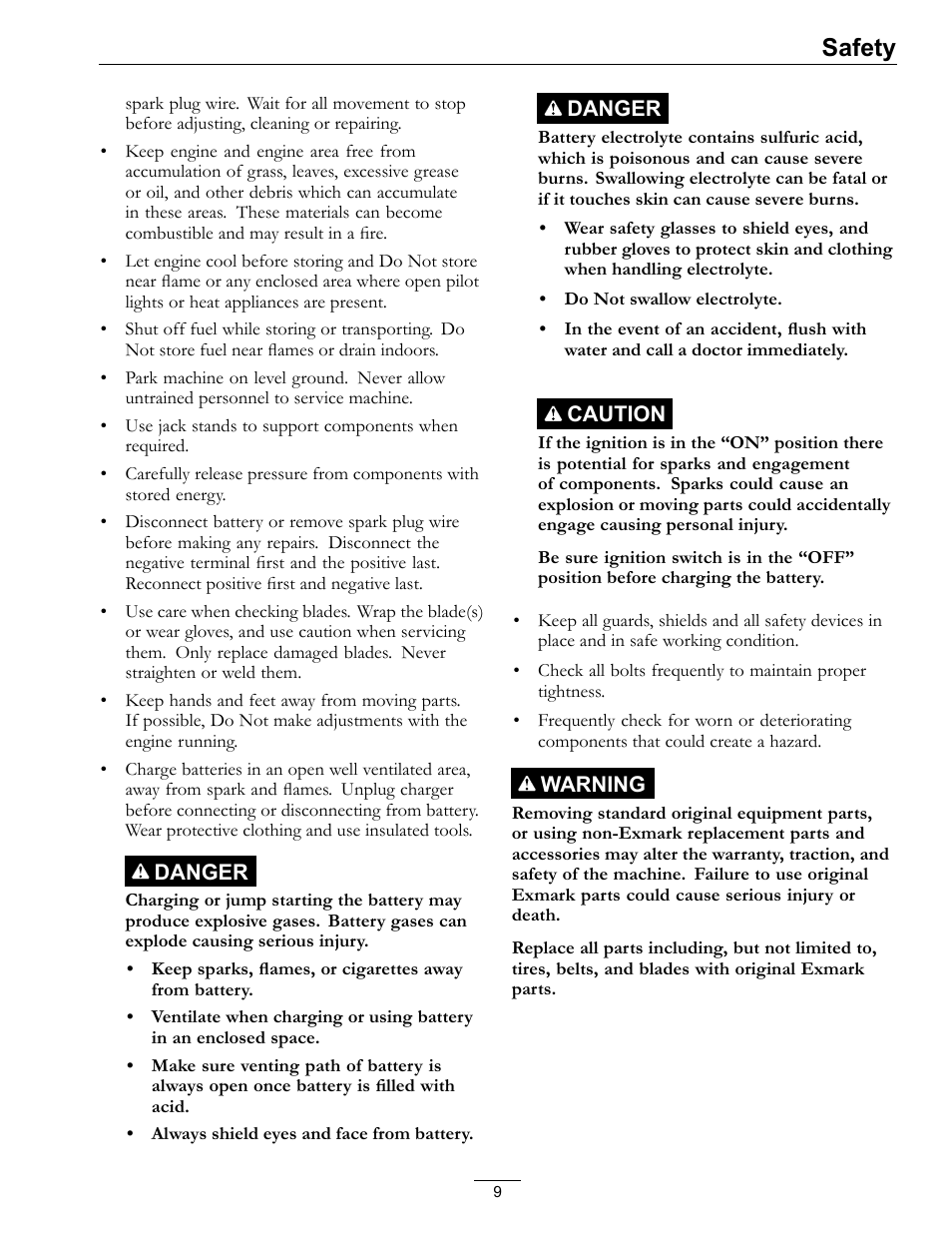 Safety | Exmark Lazer Z 4500-872 User Manual | Page 9 / 56