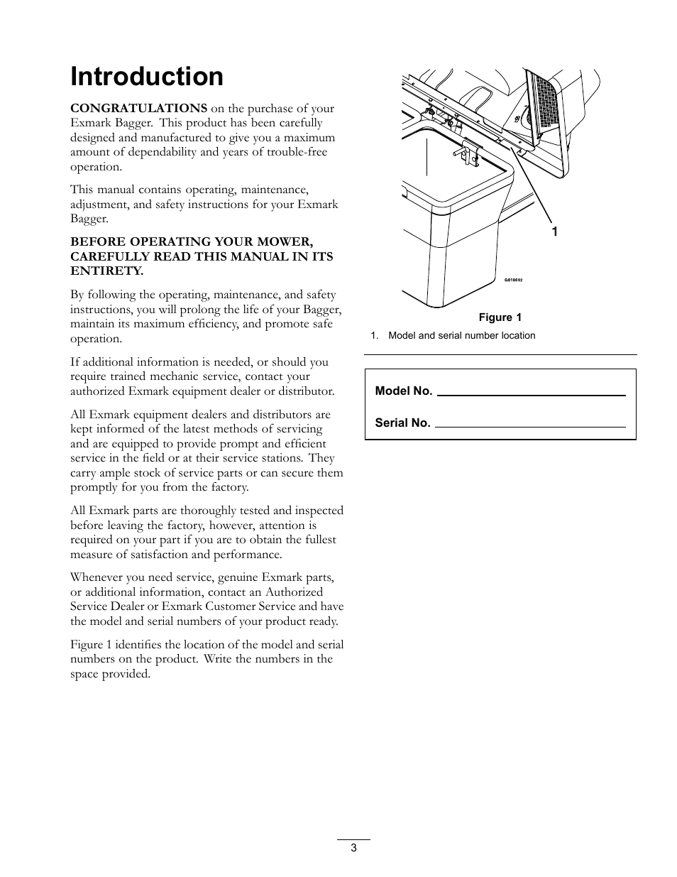 Introduction | Exmark Quest Bagger 4500-438 rev. a User Manual | Page 3 / 24