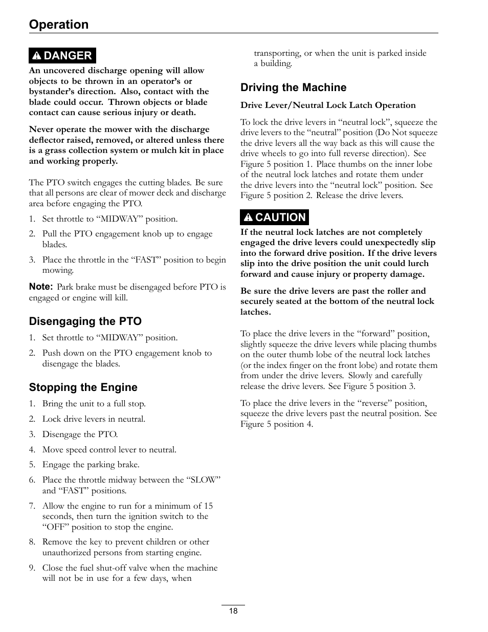 Operation | Exmark Viking Hydro 920000 User Manual | Page 18 / 48