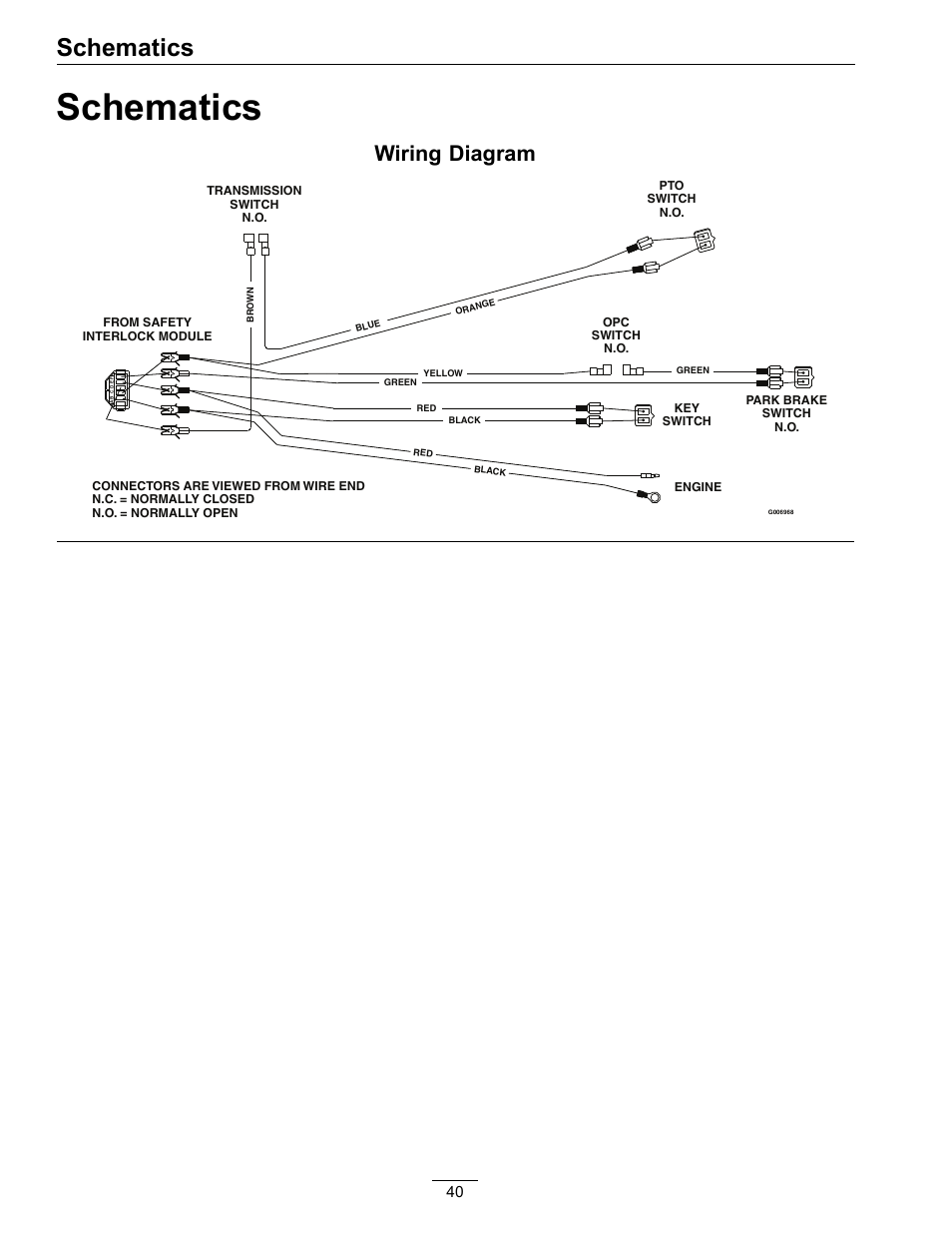 Schematics, Wiring diagram | Exmark Viking Hydro 920000 User Manual | Page 40 / 48