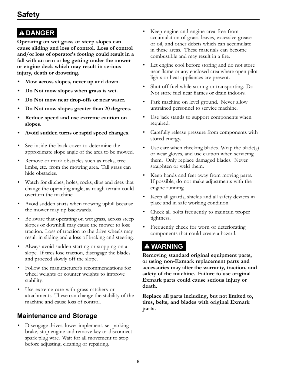 Safety | Exmark Viking Hydro 920000 User Manual | Page 8 / 48