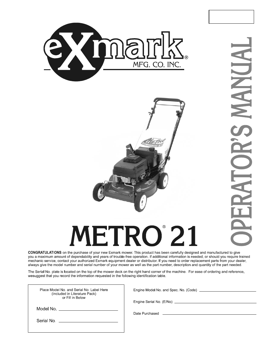 Exmark Metro 21 Series User Manual | 44 pages