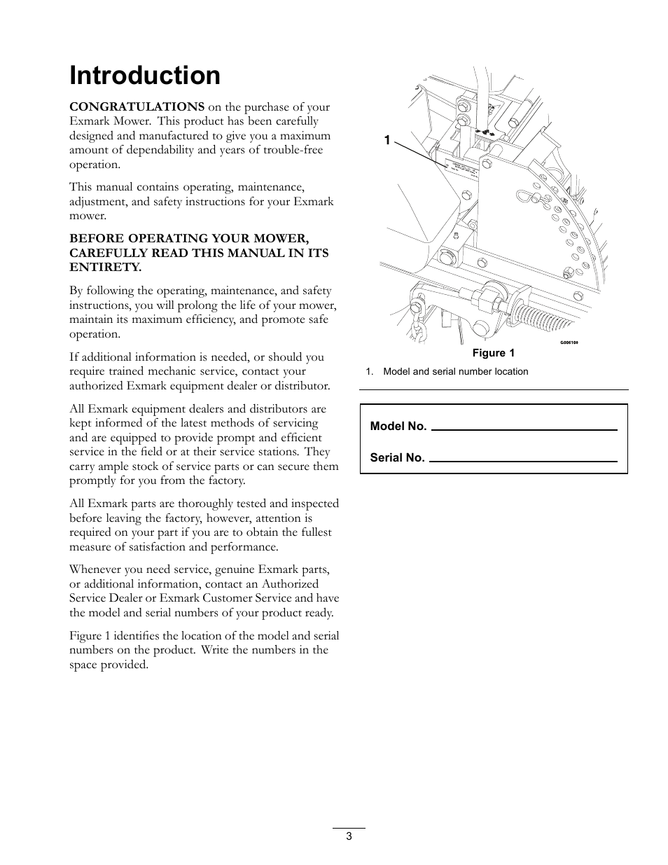 Introduction | Exmark Lazer Z SX Diesel Models 4500-501 Rev A User Manual | Page 3 / 60