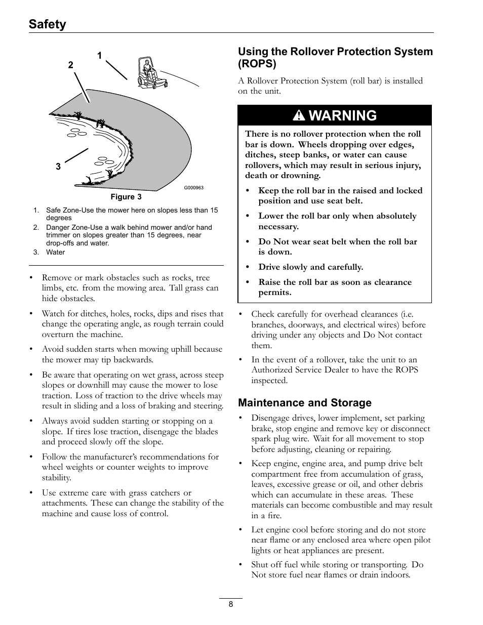 Warning, Safety | Exmark Lazer Z SX Diesel Models 4500-501 Rev A User Manual | Page 8 / 60