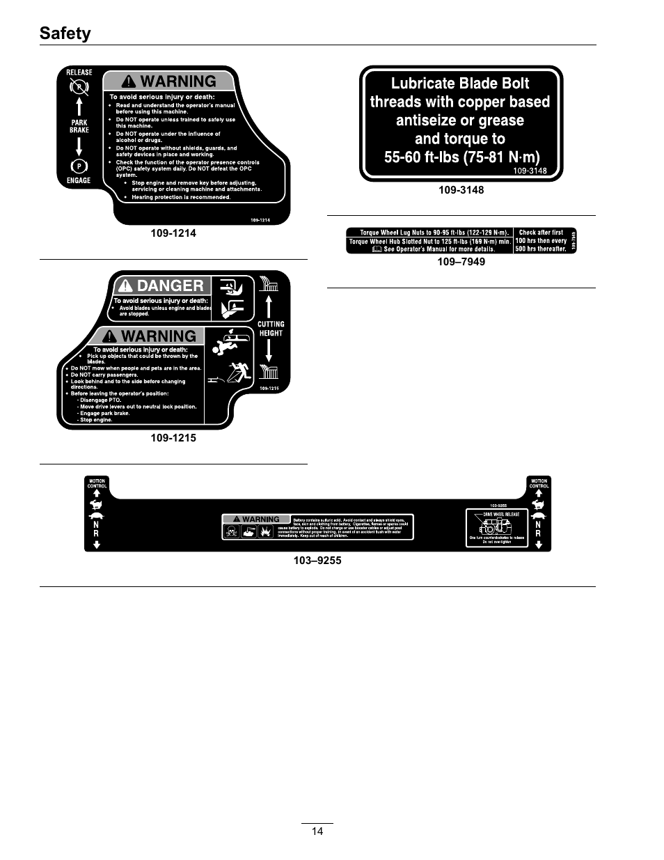 Safety | Exmark LZ27KC604 User Manual | Page 14 / 48