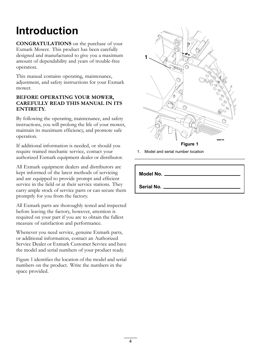 Introduction | Exmark LZ27KC604 User Manual | Page 4 / 48