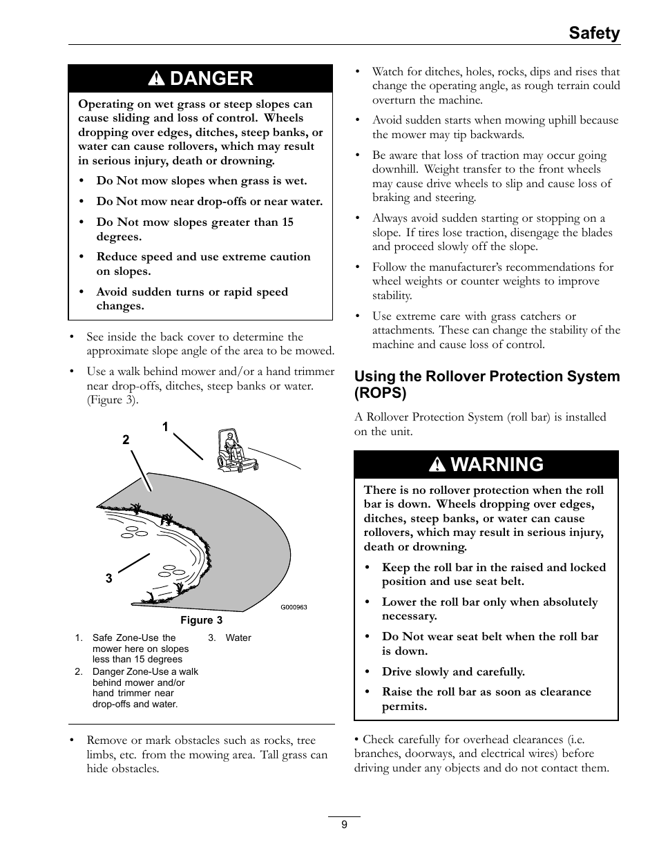 Danger, Warning, Safety | Exmark LZ27KC604 User Manual | Page 9 / 48