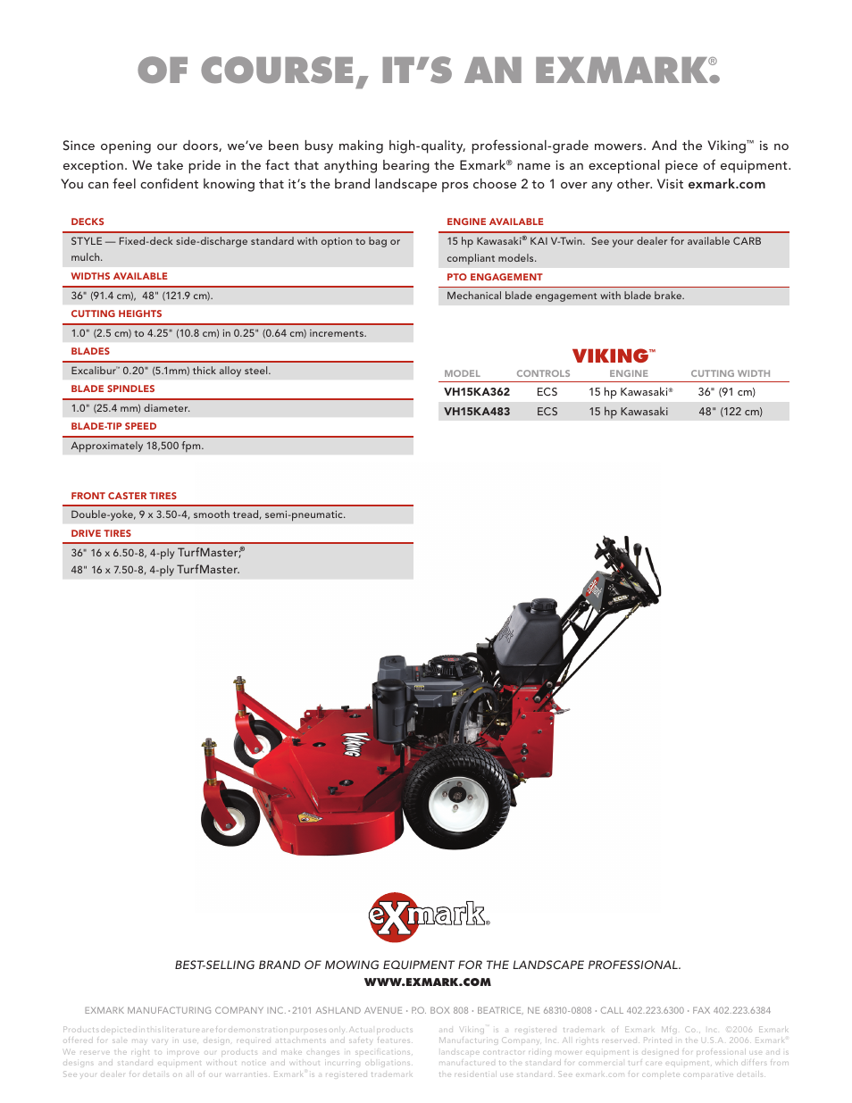 Of course, it’s an exmark, Viking | Exmark Viking VH15KA362 ECS 15 User Manual | Page 2 / 2