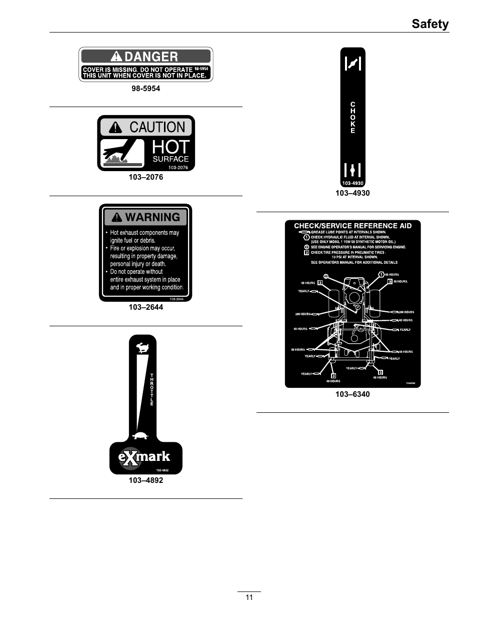 Safety | Exmark Lazer Z HP 565 User Manual | Page 11 / 48