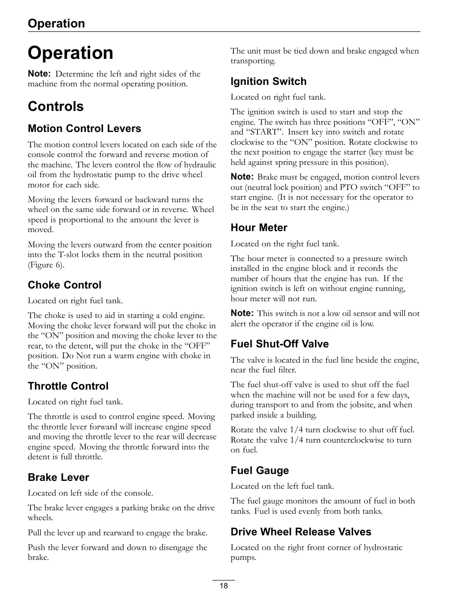 Operation, Controls | Exmark Lazer Z HP 565 User Manual | Page 18 / 48