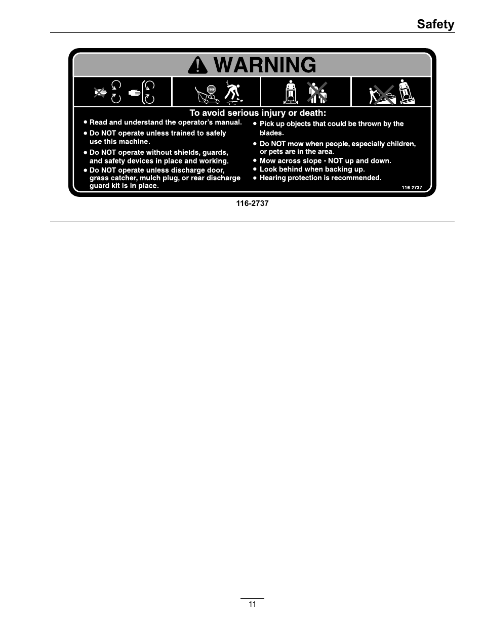 Safety | Exmark Commercial 21 850 User Manual | Page 11 / 40