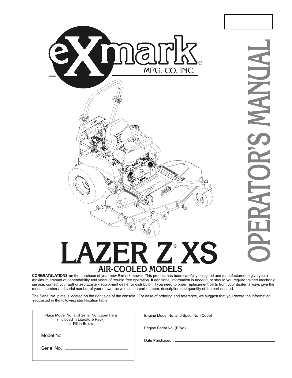 Exmark Lazer Z XS User Manual | 52 pages