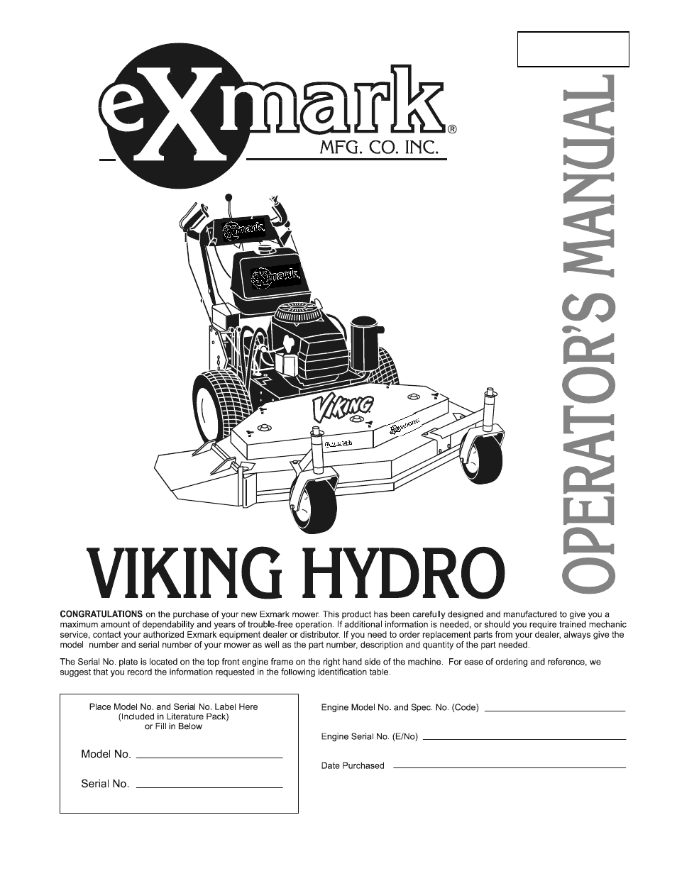 Exmark VH15KA483 User Manual | 44 pages