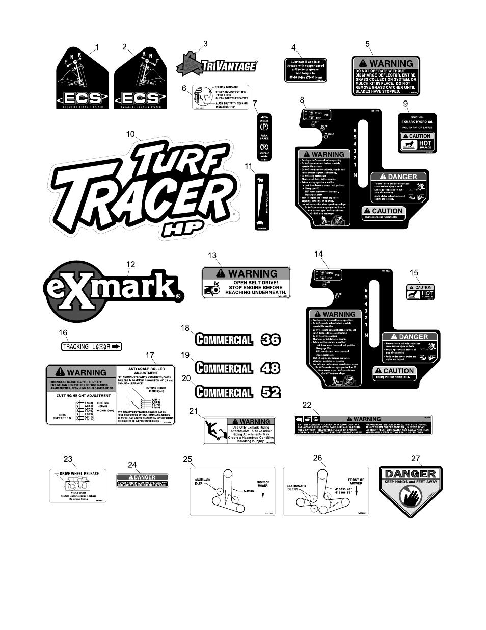 Decals | Exmark 000 & Higher User Manual | Page 19 / 24
