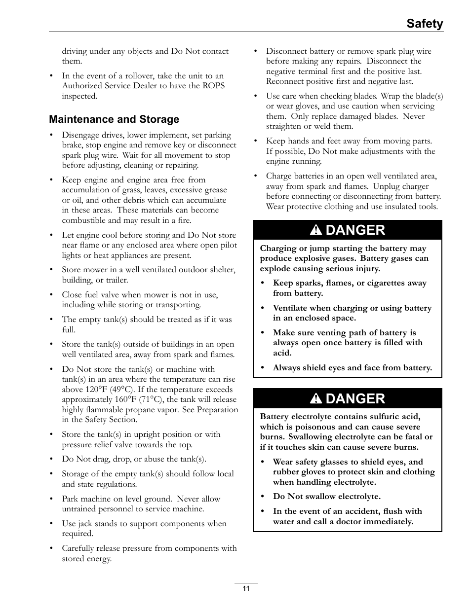 Danger, Safety | Exmark Lazer Z Mower 4500-645 User Manual | Page 11 / 64