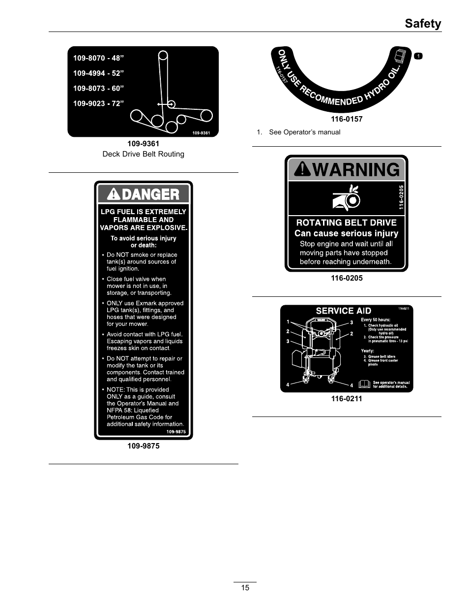 Safety | Exmark Lazer Z Mower 4500-645 User Manual | Page 15 / 64